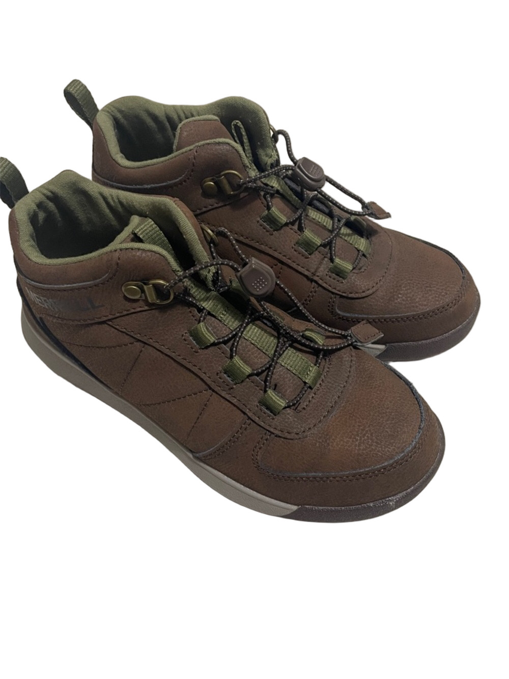 Merrell Boys Burnt Rock Hiking Brown Shoes Sz 2.5M